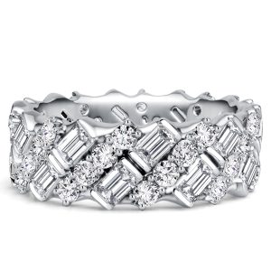 eternity band - Italo Round & Emerlad Cut Eternity Band For Women Anniversary Rings, Italo jewelry - Online Catalog