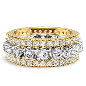eternity band - Italo 2 Tone Triple Row Round Cut Eternity Wedding Band For Women, Italo jewelry - Online Catalog