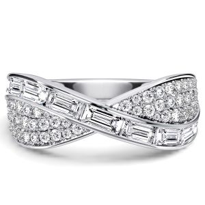 anniversary band - Italo Channel Set Baguette & Round Cut Criss-Cross Wedding Band Infinity Ring, Italo jewelry - Online Catalog