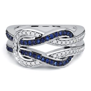 anniversary band - Italo Infinity Ring 2 Tone Blue & White Sapphire Wedding Band For Women, Italo jewelry - Online Catalog