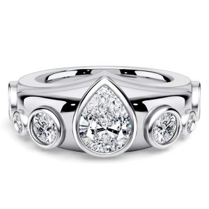 anniversary band - Italo Bezel Setting Pear & Round Cut Half Eternity Band For Women, Italo jewelry - Online Catalog