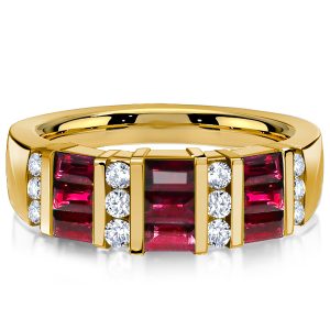 anniversary band - Italo Golden Emerald Cut Ruby Ring Wedding Band For Women, Italo jewelry - Online Catalog