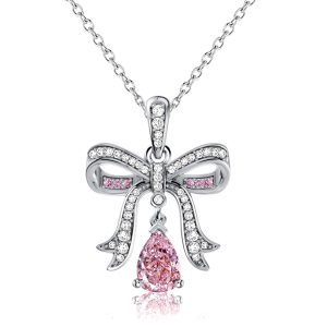 necklaces - Italo Bow Pear Cut Pink Sapphire Pendant Necklace For Women Christmas Jewelry, Italo jewelry - Online Catalog