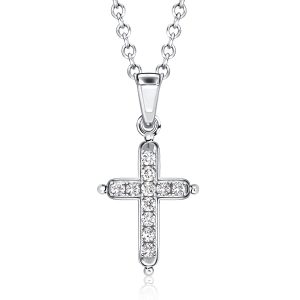 necklaces - Italo White Sapphire Necklace Dainty Cross Pendant Necklace, Italo jewelry - Online Catalog