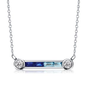necklaces - Italo Aquamarine & Blue Sapphire Necklace Pendant Necklace, Italo jewelry - Online Catalog