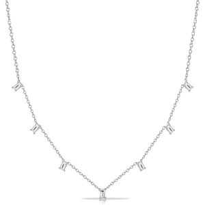 necklaces - Italo Baguette Cut White Sapphire Dangle Necklace For Women, Italo jewelry - Online Catalog