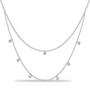 necklaces - Italo Double Row Bezel Set Round Cut Chain Necklace For Women, Italo jewelry - Online Catalog