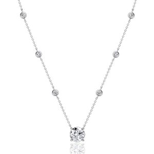 necklaces - Italo Bezel Setting Round Cut Pendant Necklace For Women, Italo jewelry - Online Catalog