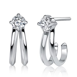 earrings - Italo Split Claw White Sapphire Earrings For Women, Italo jewelry - Online Catalog