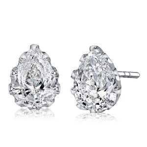earrings - Italo Multi Prong Single Stone Pear Cut Stud Earrings White Sapphire Earrings, Italo jewelry - Online Catalog