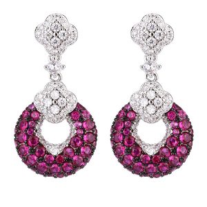 earrings - Italo Unique Round Cut Ruby Sapphire Earrings Drop Earrings, Italo jewelry - Online Catalog