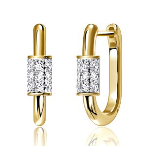 earrings - Italo Two Tone Micro Pave Round Cut Silver Hoop Earrings For Women, Italo jewelry - Online Catalog