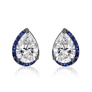 earrings - Italo Two Tone Unique Half-halo Pear Cut Stud Earrings For Women, Italo jewelry - Online Catalog