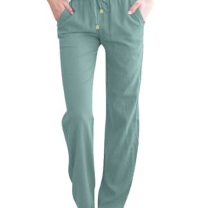 Women Plain Long Pants Casual Spring/Fall Trousers, Pants, color:Lightgreen|size:3XL, catalog Noracora shop