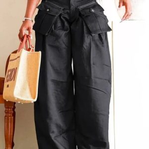 Urban Loose Pocket Cargo Pants, Pants, color:Black|size:XXL, Stylewe