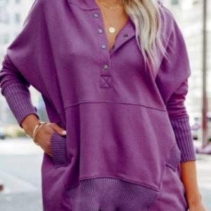 Vintage Hoodie Plain Sweatshirt Split Joint, Hoodies & Sweatshirts, color:Purple|size:XXL, catalog Noracora shop