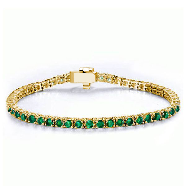 bracelets - Italo Golden Round Cut Emerald Tennis Bracelet For Women, Italo jewelry - Online Catalog - Image 2