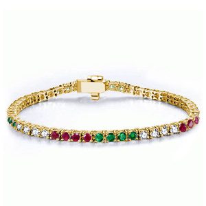 bracelets - Italo Golden Emerald Sapphire Ruby Tennis Bracelet, Italo jewelry - Online Catalog