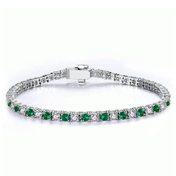 bracelets - Italo Emerald Sapphire Tennis Bracelet Womens Dainty Bracelet, Italo jewelry - Online Catalog - Image 2