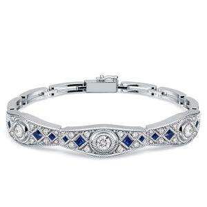 bracelets - Italo Art Deco Blue & White Sapphire Tennis Bracelet For Women, Italo jewelry - Online Catalog