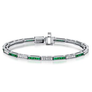 bracelets - Italo Channel Set Asscher Cut Emerald Sapphire Tennis Bracelet, Italo jewelry - Online Catalog