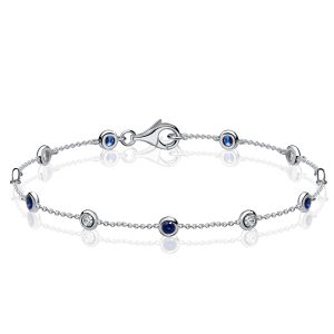 bracelets - Italo Bezel-set White & Blue Sapphire Bracelet Tennis Bracelets, Italo jewelry - Online Catalog