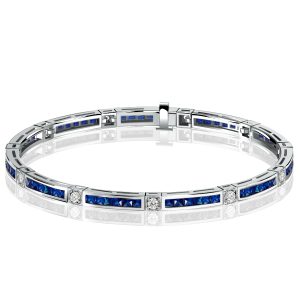 bracelets - Italo Princess Cut Blue Sapphire Bracelet Tennis Bracelet, Italo jewelry - Online Catalog