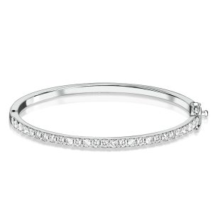 bracelets - Italo 3 MM Round Cut Bangle Bracelet In Sterling Silver, Italo jewelry - Online Catalog