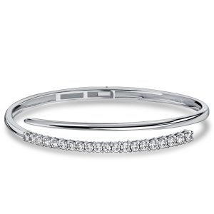 bracelets - Italo White Sapphire Round Cut Open Bracelet Bangle Bracelet For Women, Italo jewelry - Online Catalog