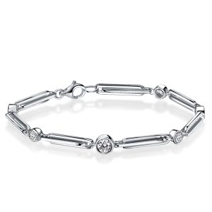 bracelets - Italo Bezel Unique Chain White Sapphire Round Cut Tennis Bracelet, Italo jewelry - Online Catalog