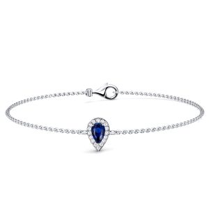 bracelets - Italo Halo Blue Sapphire Pear Cut Chain Bracelet For Women, Italo jewelry - Online Catalog