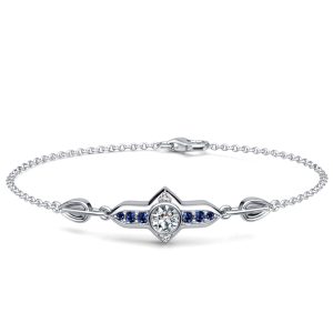 bracelets - Italo Unique Round White & Blue Sapphire Chain Bracelet For Women, Italo jewelry - Online Catalog