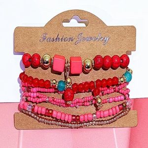 Handmade Bohemian Women's Millet Bead Bracelets, Romantic Element Bracelet Set 8 Pieces/set Bracelet, Bracelet Set, color:Red|size:One-size, catalog Noracora shop