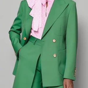 Casual Plain Lapel Collar Blazer, Blazers, color:Green|size:XXL, Stylewe