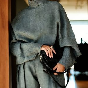 Urban Plain Turtleneck Raglan Sleeve Blouse, Blouses and Shirts, color:As Picture|size:XXL, Stylewe