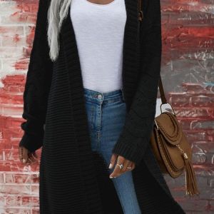 Women Cotton Plain Long Sleeve Comfy Casual Cardigan, Cardigans, color:Black|size:M, catalog Noracora shop