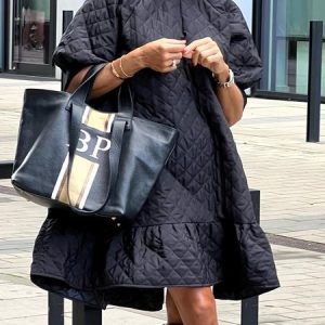 Regular Size Raglan Sleeve Loose Urban Dress, Mini Dresses, color:Black|size:XXL, Stylewe