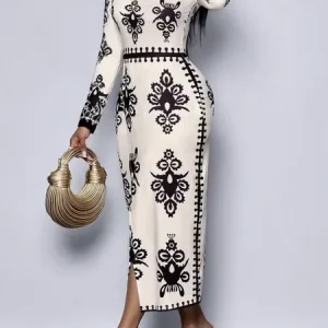 Plus Size Elegant Tight Regular Sleeve 3D Printing Dress, Plus Dresses, color:As Picture|size:4X, Stylewe