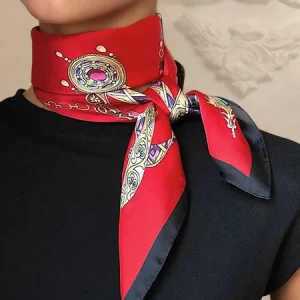 Elegant Geometric Silk Scarf, Scarves, color:Red|size:One-size, Stylewe