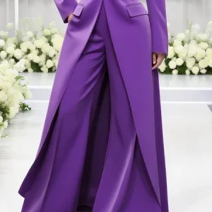 Urban Plain Wide Leg Pants, Pants, color:Purple|size:XXL, Stylewe