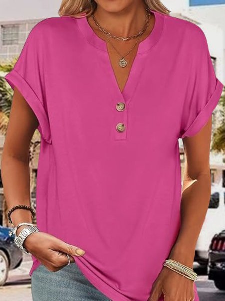 Women Plain V Neck Casual Short Sleeve T-shirt, Tees & T-shirts, Roselinlin - Online Catalog - Image 2