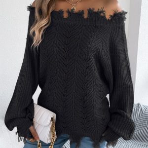 Women Cotton Plain Long Sleeve Comfy Casual Sweater, Sweaters, color:Black|size:XL, catalog Noracora shop