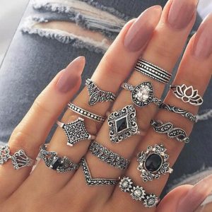 15pcs Stackable Geometric Fashionable Rings Set, women Rings, ChicMe catalog