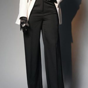 Plus size Urban Plain Regular Fit Pants, Plus Pants, color:Black|size:4X, Stylewe