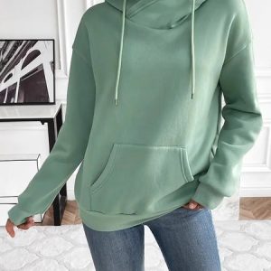 Casual Hoodie Plain Spring/Fall Cotton Comfy Hoodie, Hoodies & Sweatshirts, color:Aqua|size:XXL, catalog Noracora shop