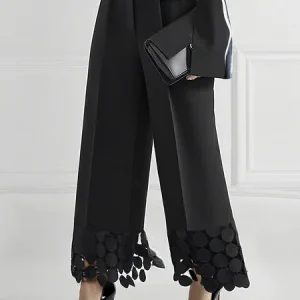 Urban Plain Split Joint Straight Pants, Pants, color:Black|size:XXL, Stylewe