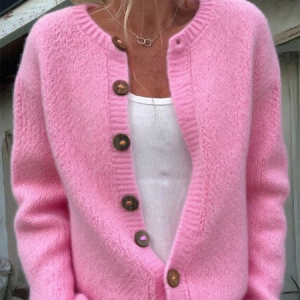 Women Plain Long Sleeve Comfy Casual Printing Cardigan, Cardigans, color:Pink|size:4XL, catalog Noracora shop