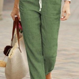 Women Plain Long Pants Vintage Spring/Fall Trousers, Pants, color:Green|size:5XL, catalog Noracora shop
