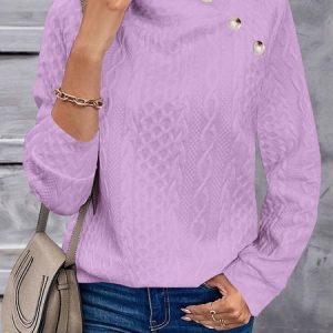 Vintage Turtleneck Geometric Sweatshirt Jacquard, Hoodies & Sweatshirts, color:Purple|size:XXL, catalog Noracora shop