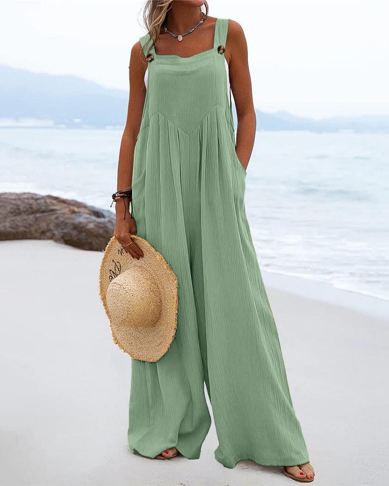 Adjustable Strap Pocket Design Wide Leg Suspender Jumpsuit, women Jumpsuits, ChicMe catalog - Image 20